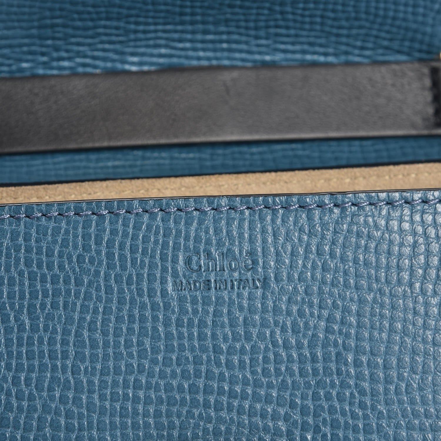 Chloe Grained Calfskin Lambskin Mini Bi-Color Drew Shoulder Bag Blue Black 6 of 7