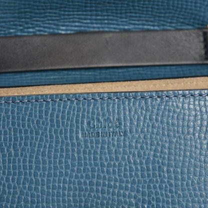 Chloe Grained Calfskin Lambskin Mini Bi-Color Drew Shoulder Bag Blue Black 6 of 7
