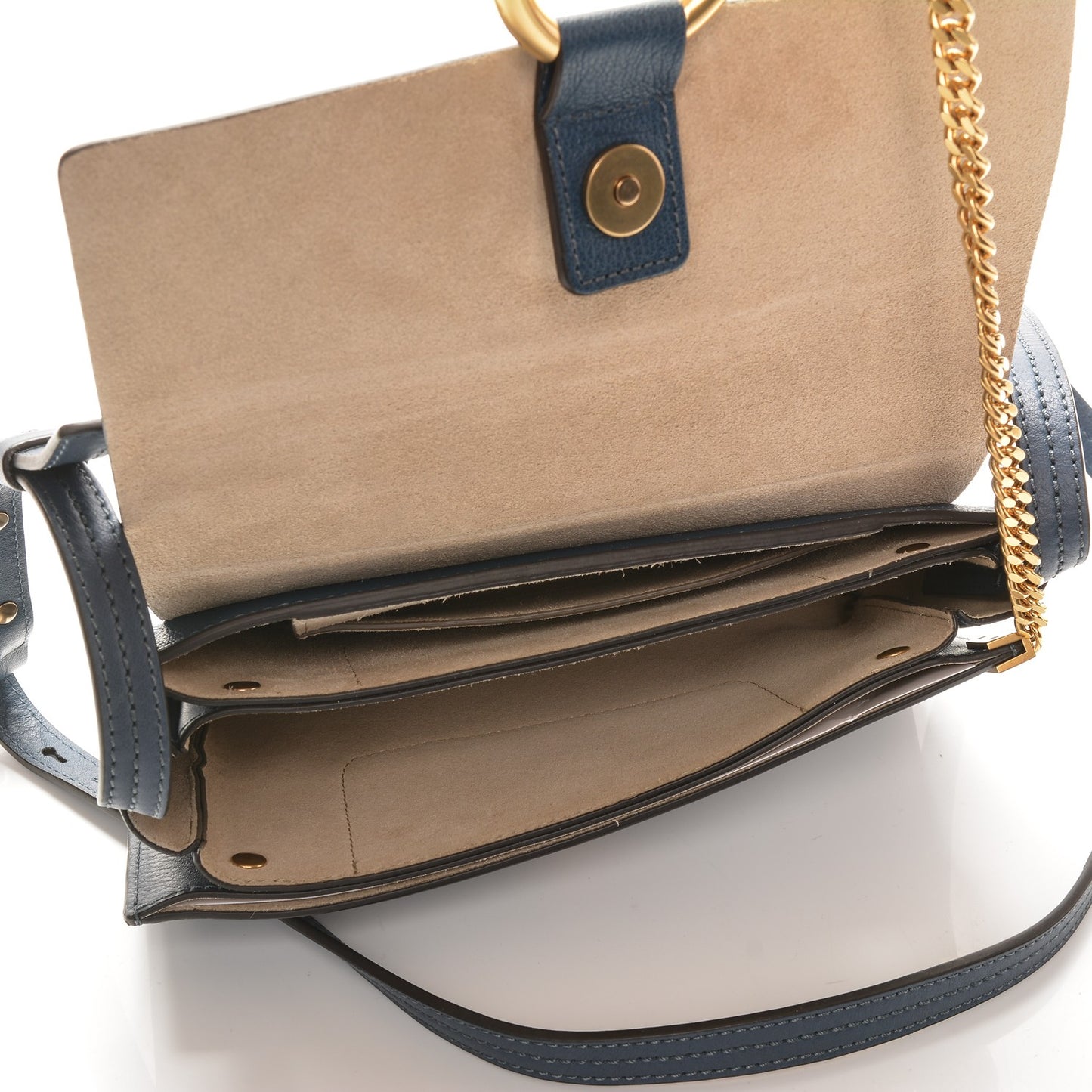 Calfskin Small Faye Shoulder Bag Denim Blue