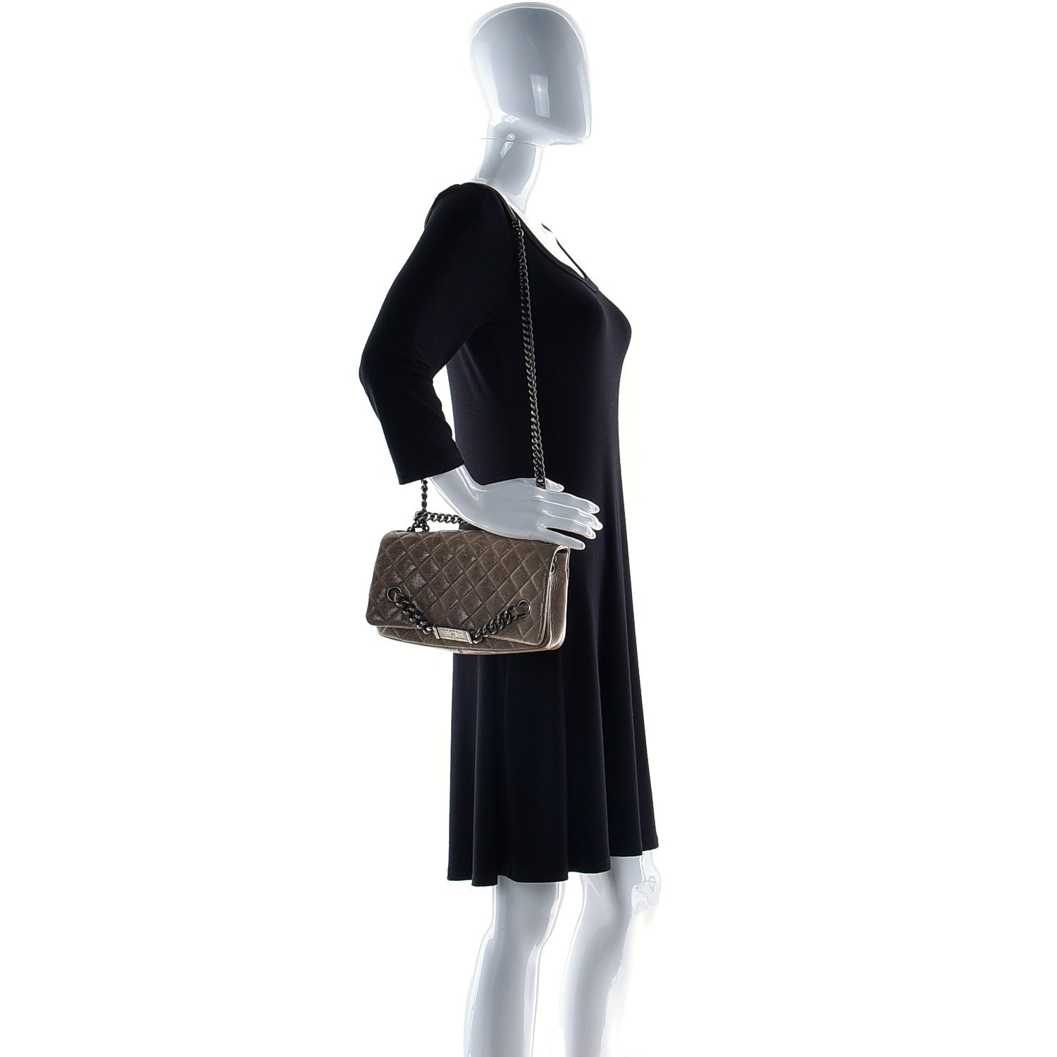 Chanel Glazed Calfskin Nameplate Flap Beige 2 of 10