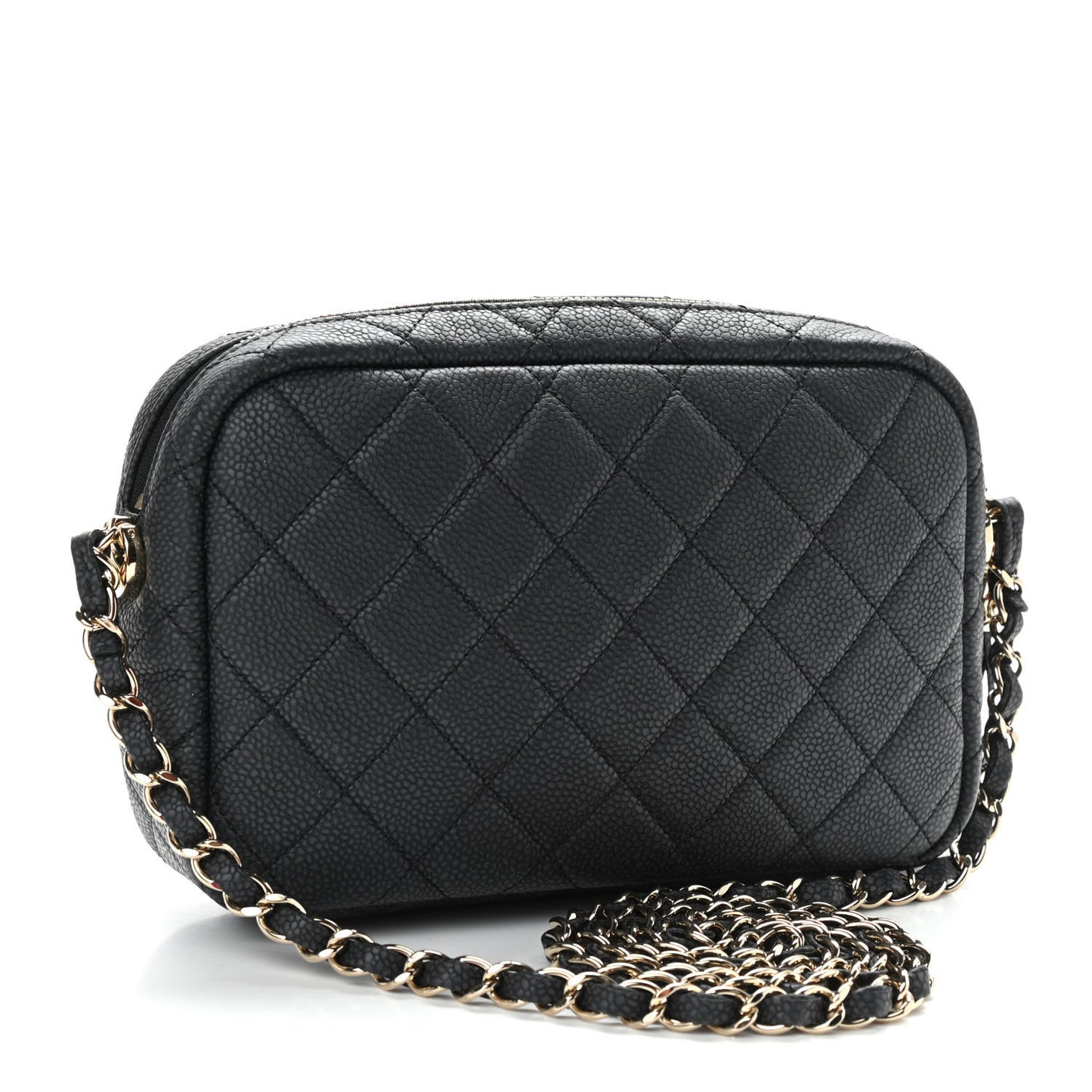Caviar Quilted Coco Tassel Camera Case Black