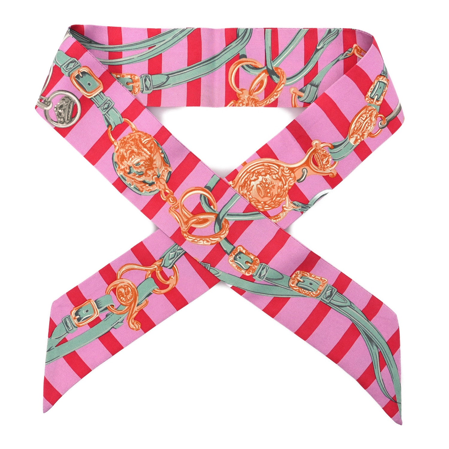 Hermes Silk Brides De Gala Bayaderes Twilly Rose Bonbon Rouge Vert Jade 1 of 5