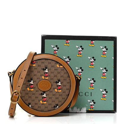 Gucci X DISNEY Mini Vintage GG Supreme Monogram Mickey Mouse Round Shoulder Bag Beige Vintage Sun Oil 10 of 10