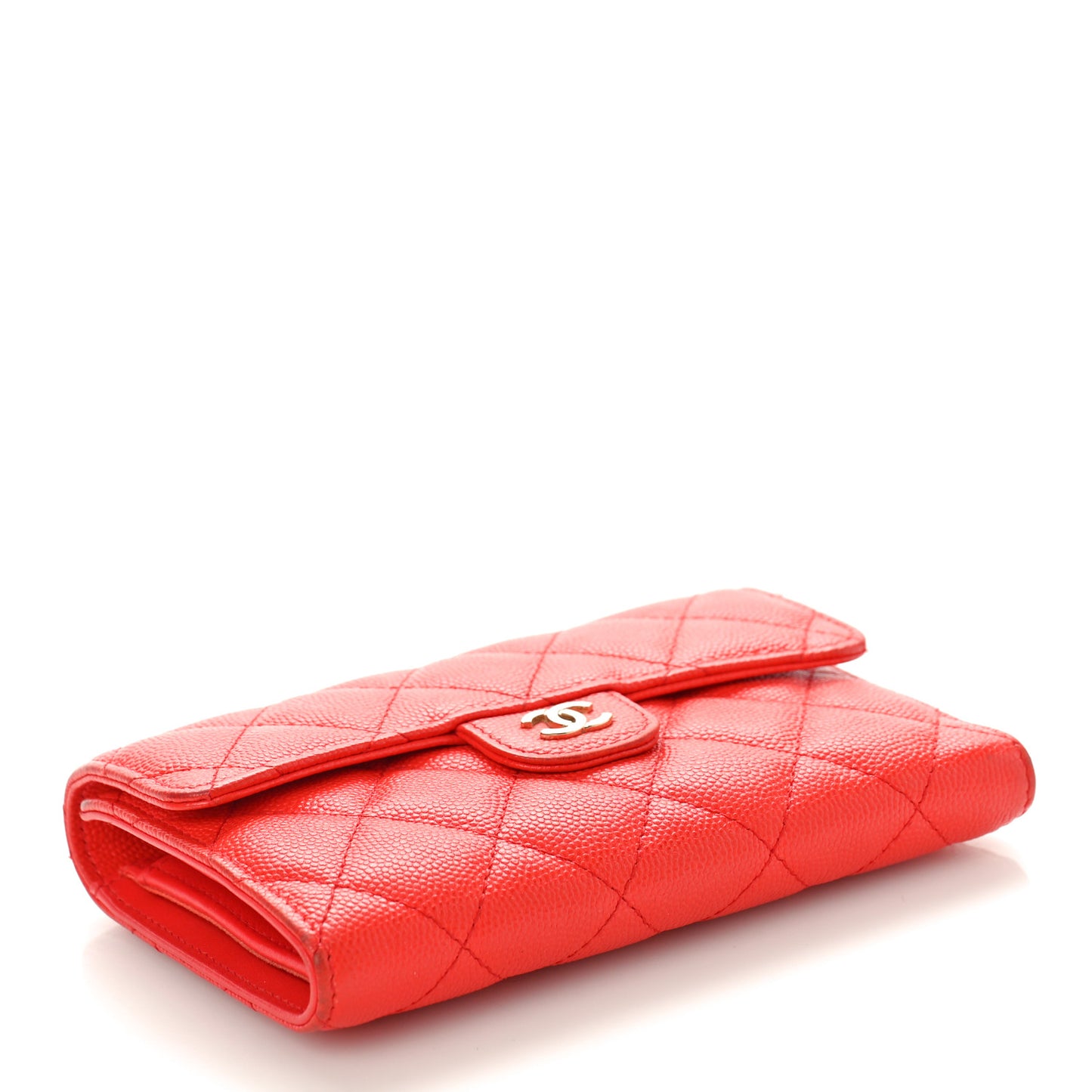 Caviar Quilted Medium Flap Wallet Red