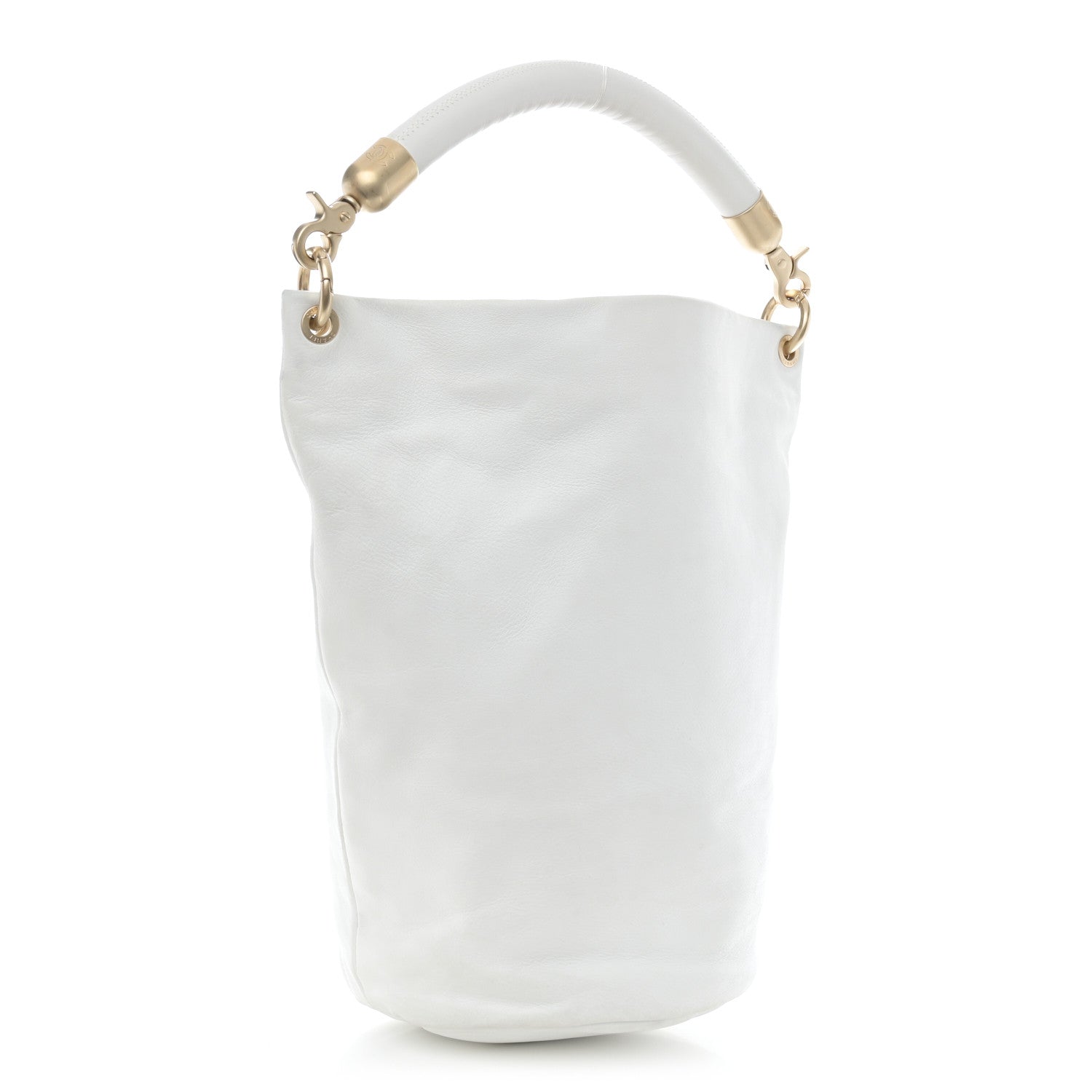 Chanel Calfskin CC Bucket Hobo White 3 of 11