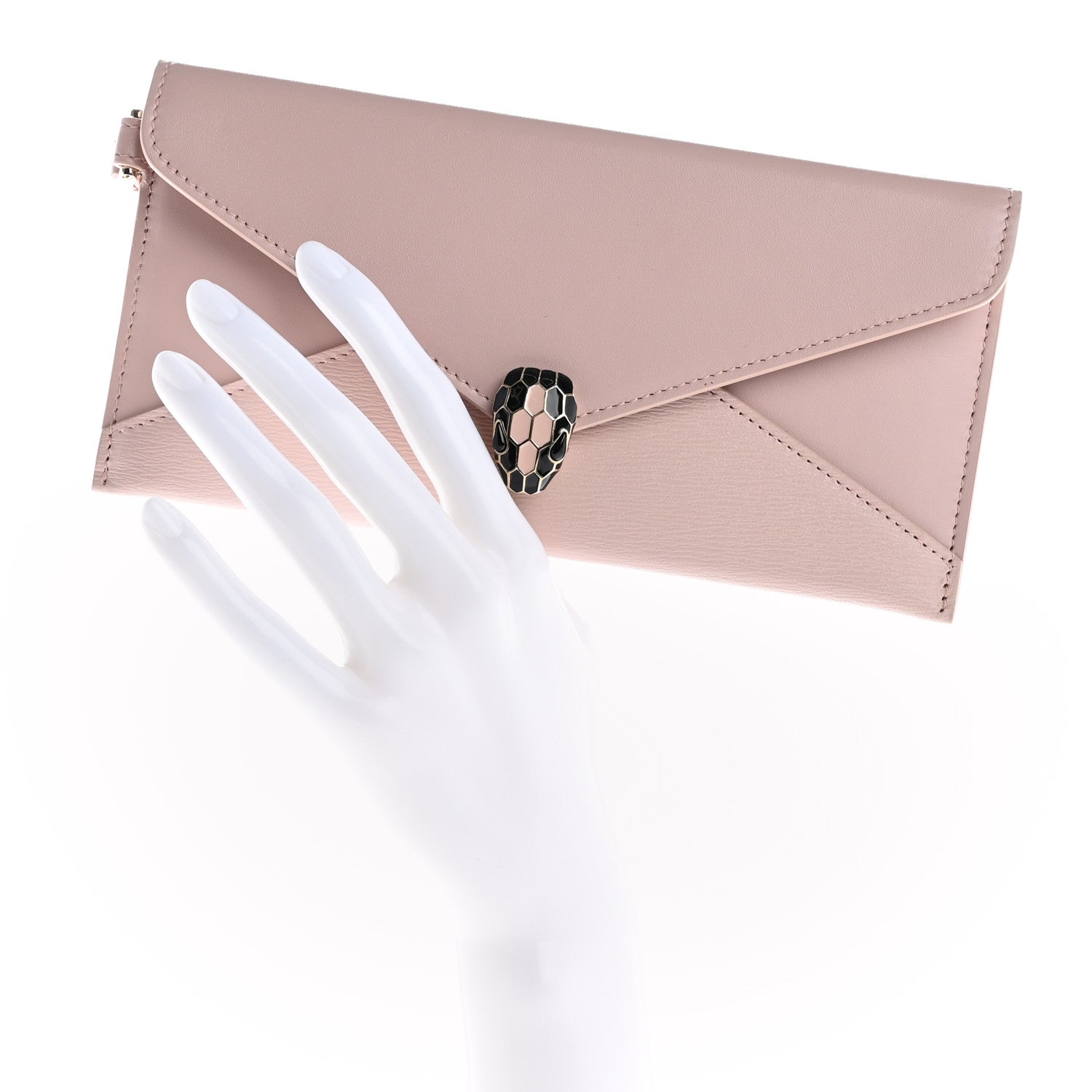 Bulgari Calfskin Serpenti Forever Wristlet Wallet Crystal Rose 2 of 9