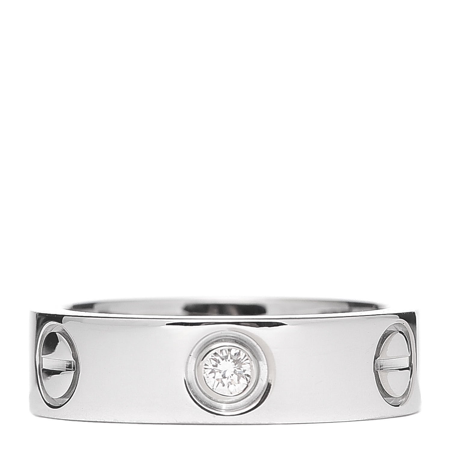 Cartier 18K White Gold 3 Diamond 5.5mm LOVE Ring 52 6 1 of 5