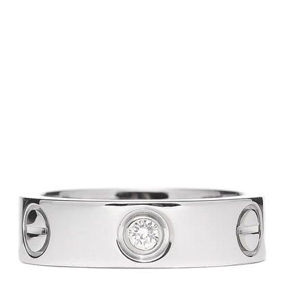 Cartier 18K White Gold 3 Diamond 5.5mm LOVE Ring 52 6 1 of 5