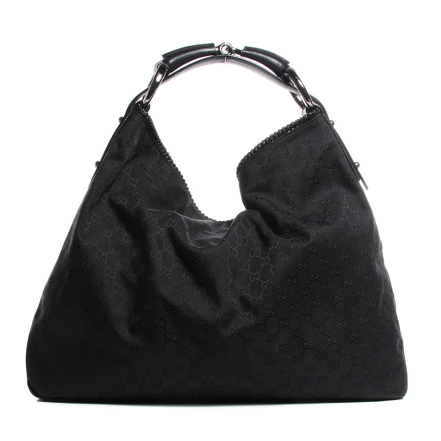 Monogram Large Horsebit Chain Hobo Black