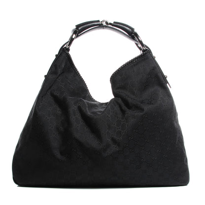 Gucci Monogram Large Horsebit Chain Hobo Black 1 of 7