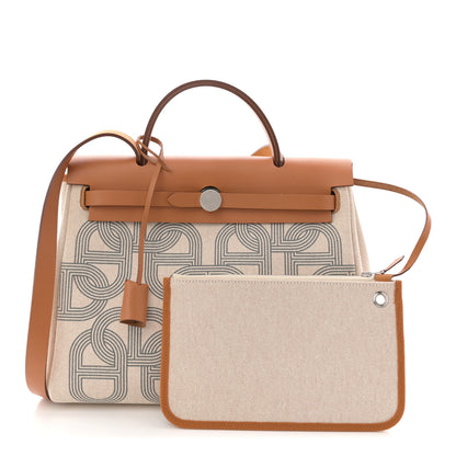 Hermes H Plume Canvas Vache Hunter Circuit 24 Herbag Zip Retourne 31 Gris Meyer Ecru Beige Naturel 3 of 12