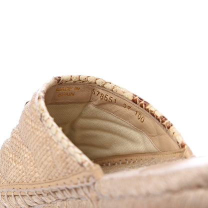 Gucci Straw Elaphe Matelasse GG Marmont Espadrille Slippers 37 Natural Cream Brown 7 of 10