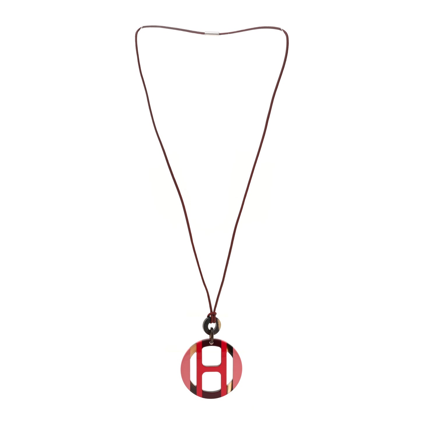 Buffalo Horn Lacquer H Equipe Pendant Necklace