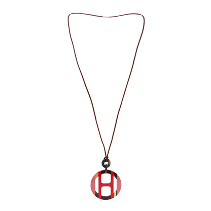 Hermes Buffalo Horn Lacquer H Equipe Pendant Necklace 3 of 6