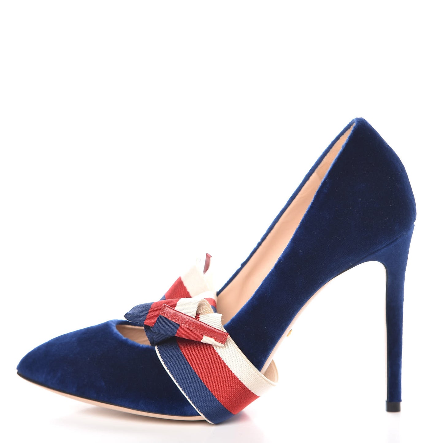 Velvet Removable Web Bow Pumps 39.5 Cobalt