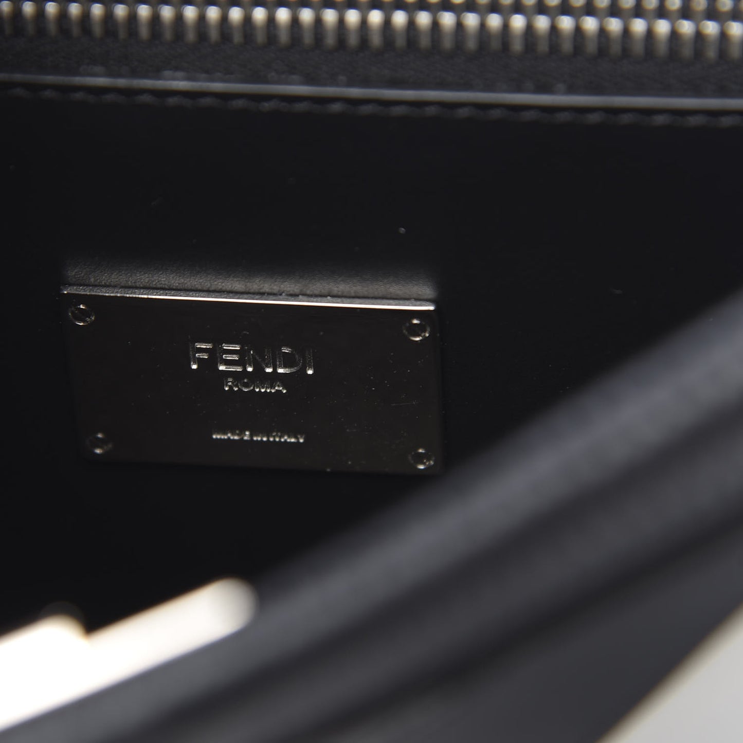 Calfskin Romano Mania FF 1974 Embossed Mini Peekaboo Iconic Fit Satchel Black Sunflower White