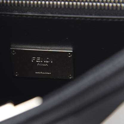 Fendi Calfskin Romano Mania FF 1974 Embossed Mini Peekaboo Iconic Fit Satchel Black Sunflower White 7 of 11