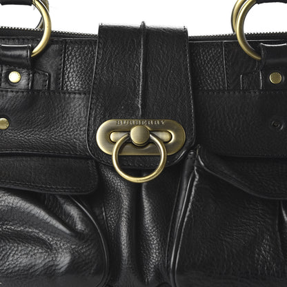 Burberry Calfskin Two Front Pocket Satchel Bag Black 10 of 10