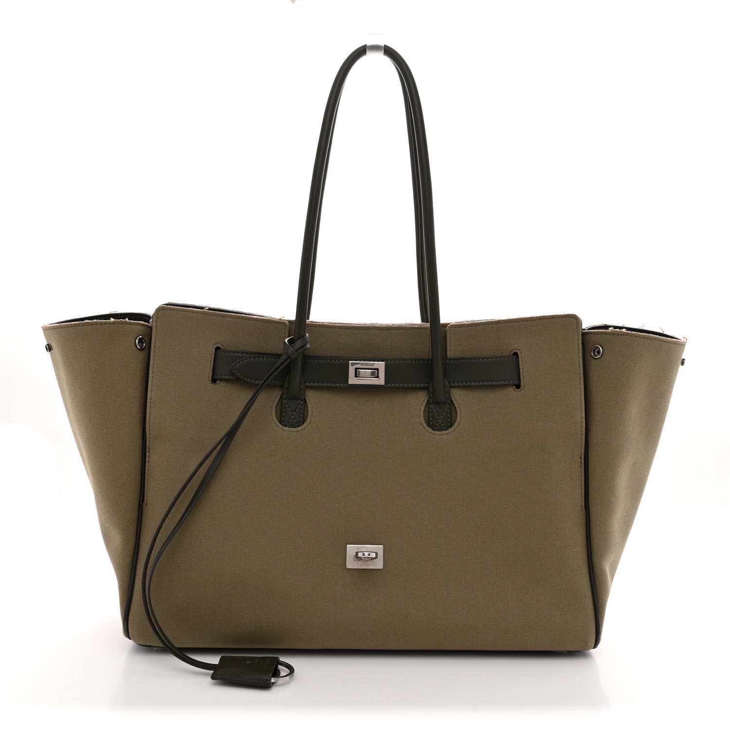 Balenciaga Canvas Smooth Calfskin Medium Bel Air Carry All Bag Khaki 1 of 11