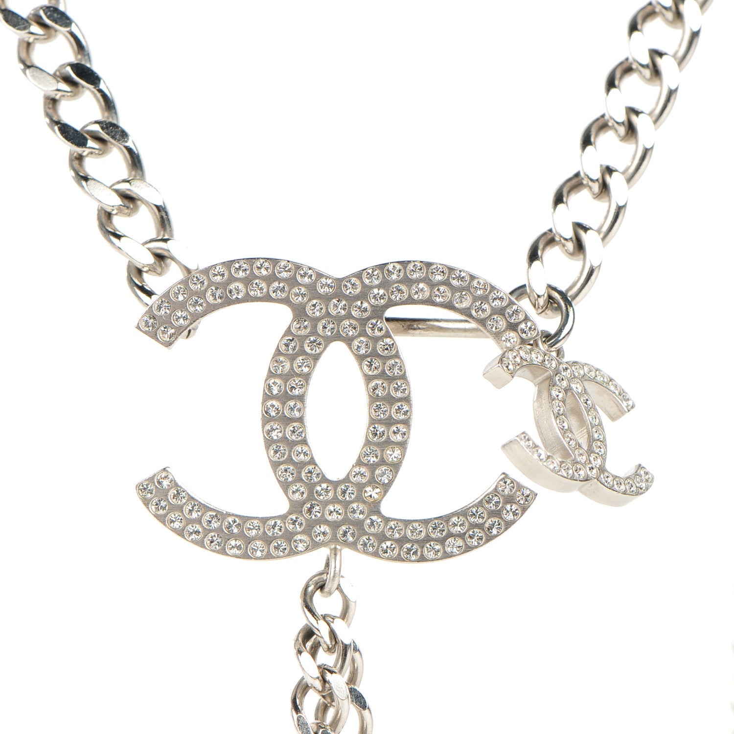 Chanel Crystal CC Charm Chain Belt Silver 5 of 7