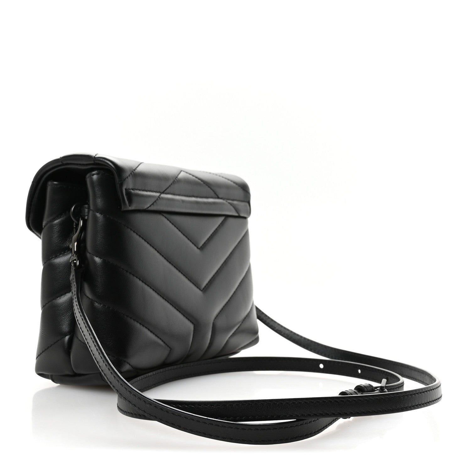 Saint Laurent Calfskin Y Quilted Monogram Monochrome Toy Loulou Crossbody Bag Black 3 of 11