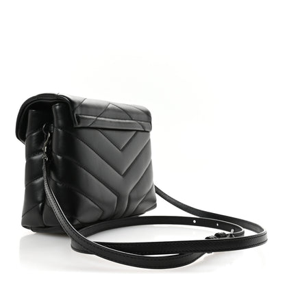 Saint Laurent Calfskin Y Quilted Monogram Monochrome Toy Loulou Crossbody Bag Black 3 of 11
