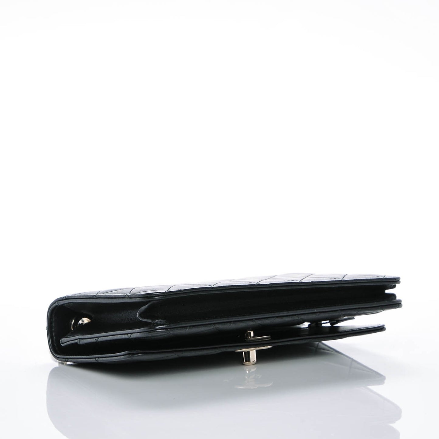 Lambskin Quilted Trendy CC Wallet On Chain WOC Black