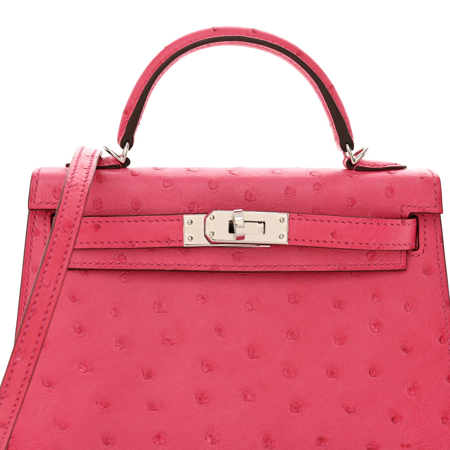 Hermes Ostrich Kelly Sellier Mini 20 Rose Tyrien 8 of 12