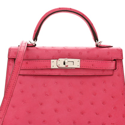 Hermes Ostrich Kelly Sellier Mini 20 Rose Tyrien 8 of 12