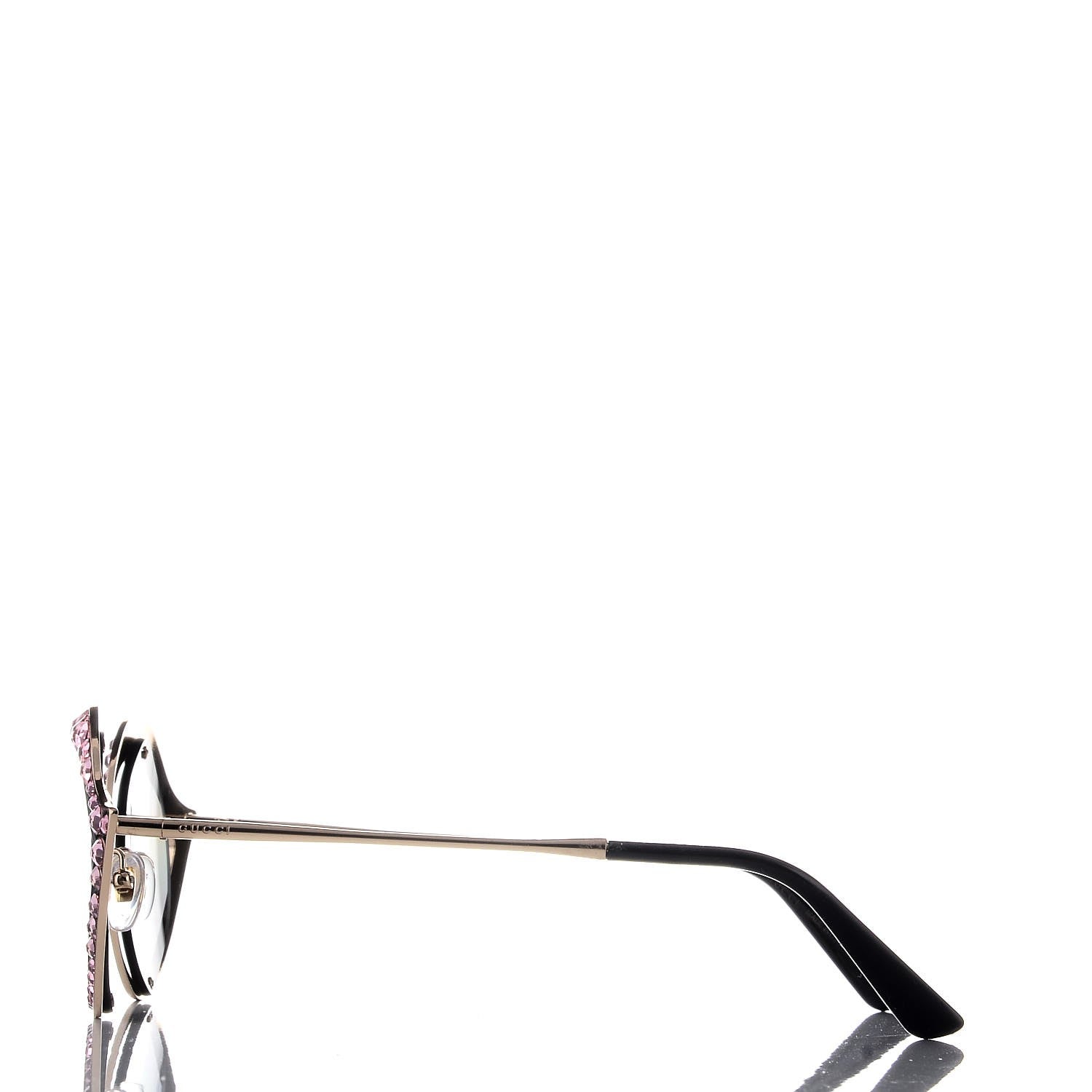Gucci Metal Crystal Cat Eye Sunglasses GG0046/S Light Pink 3 of 10