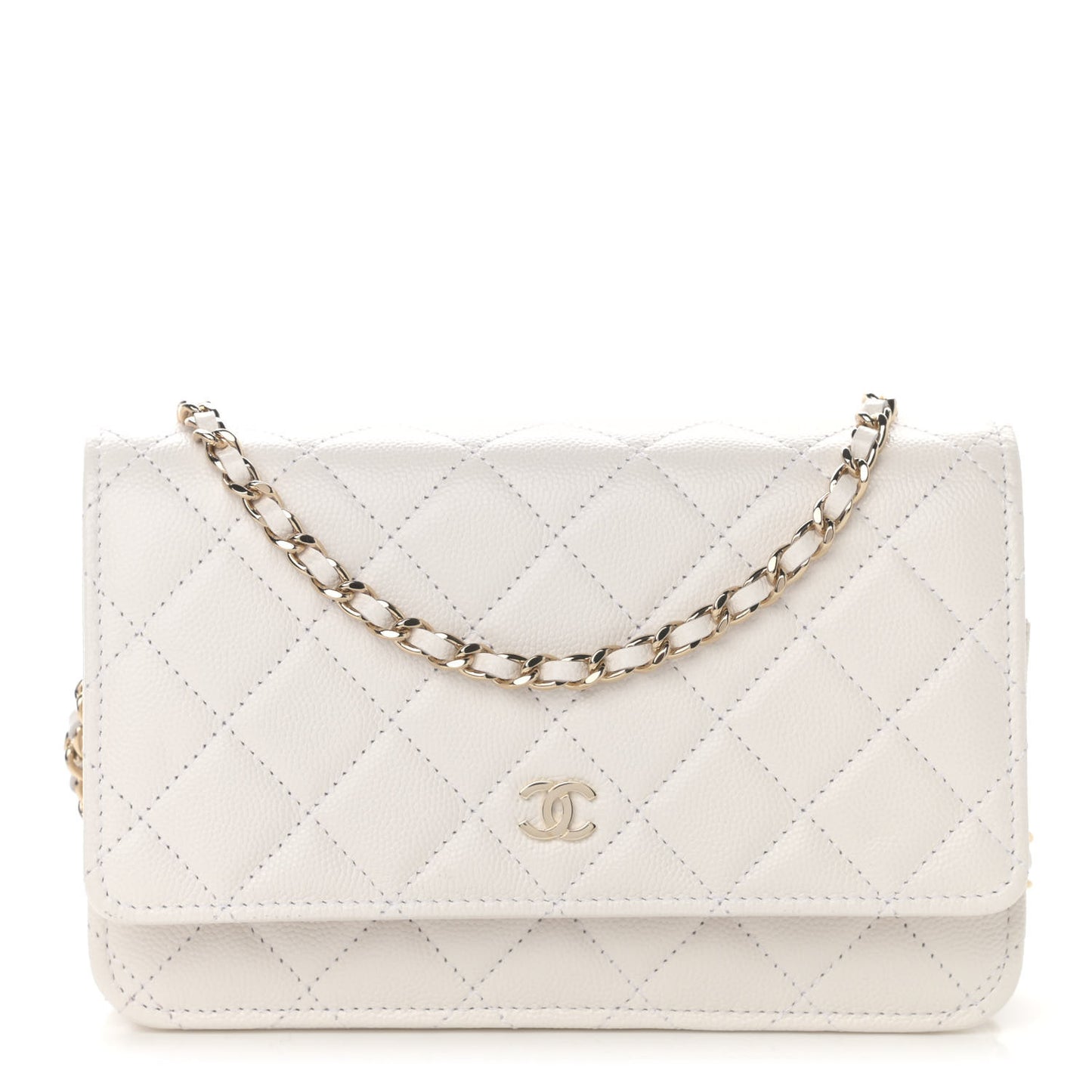 Caviar Quilted Wallet On Chain WOC White