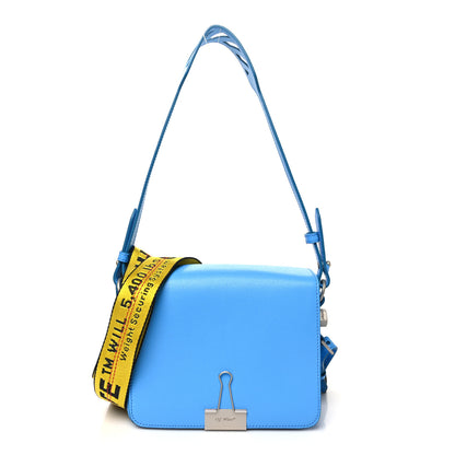 Off-White Saffiano Binder Clip Flap Shoulder Bag Light Blue 1 of 9
