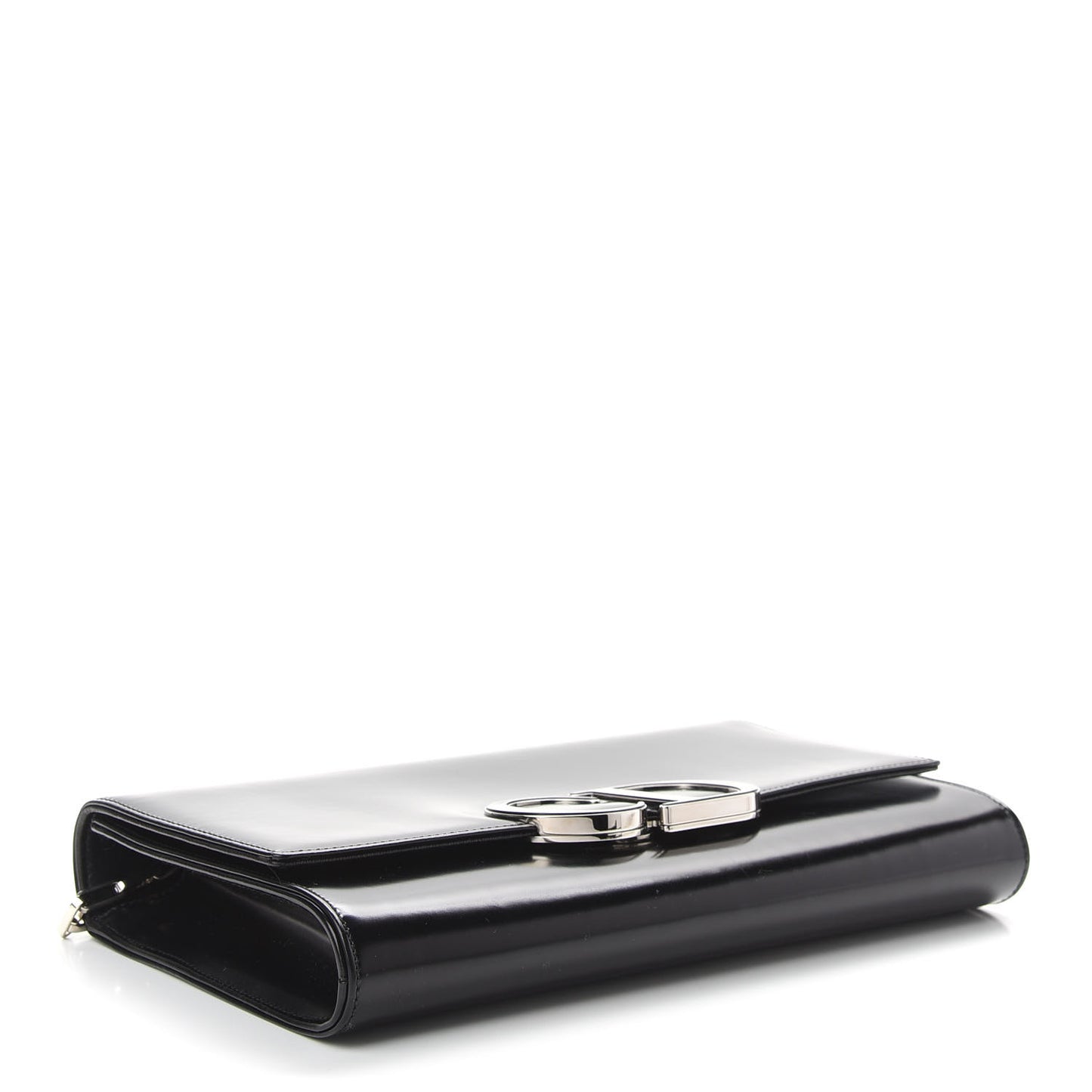 Smooth Calfskin Chain Clutch Black