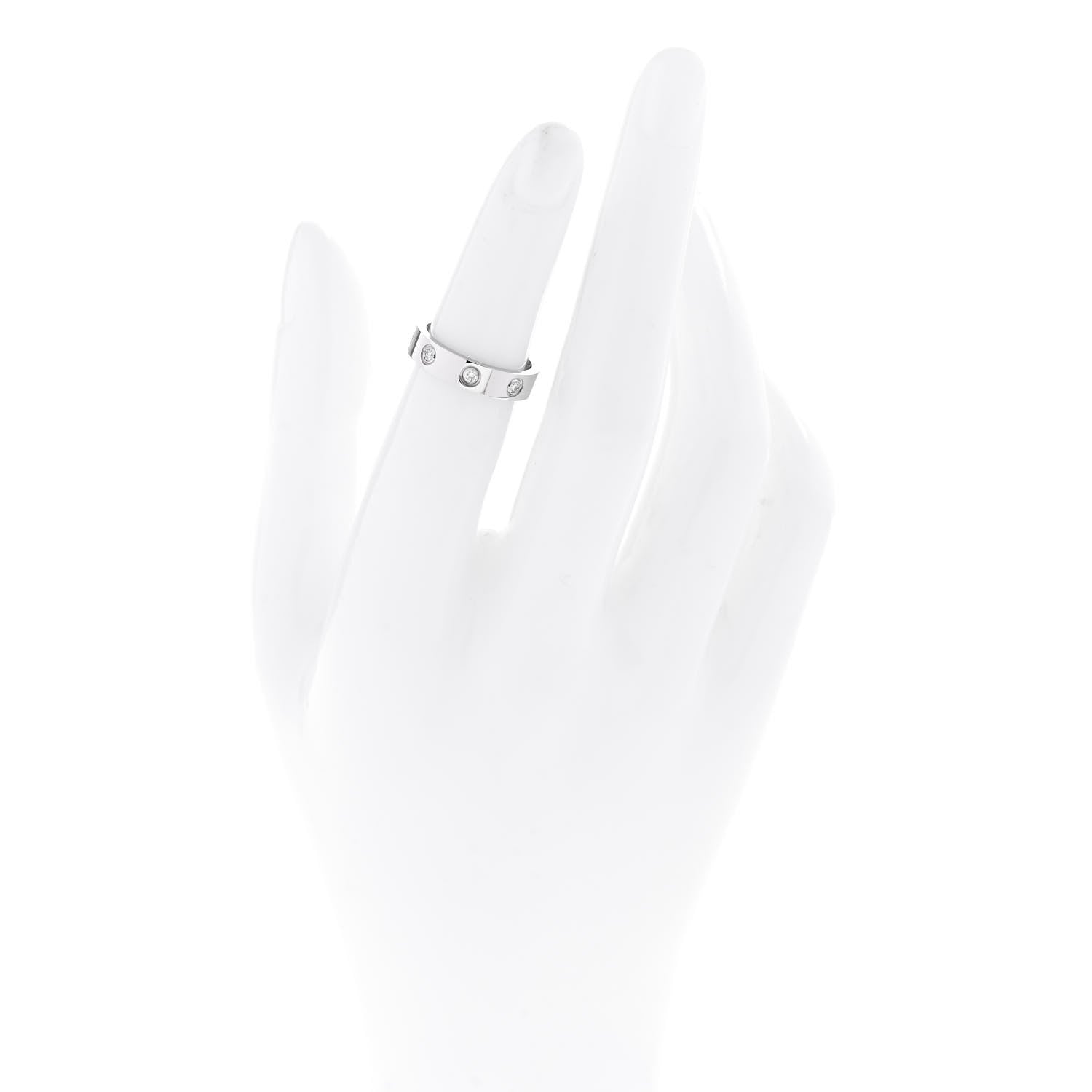 Cartier 18K White Gold 8 Diamond 4mm Wedding Band LOVE Ring 47 4 2 of 4
