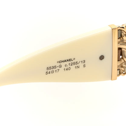 Chanel Acetate Metal Calfskin CC Rectangle Sunglasses 5535Q Ivory 6 of 7