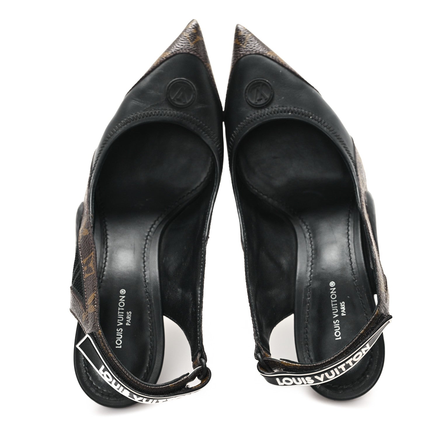 Louis Vuitton Patent Monogram Archlight Slingback Pumps 38.5 Black 2 of 9