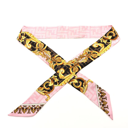 Fendi X VERSACE Silk FF Baroque Fendace Wrappy Scarf Rosa Tabacco 1 of 4