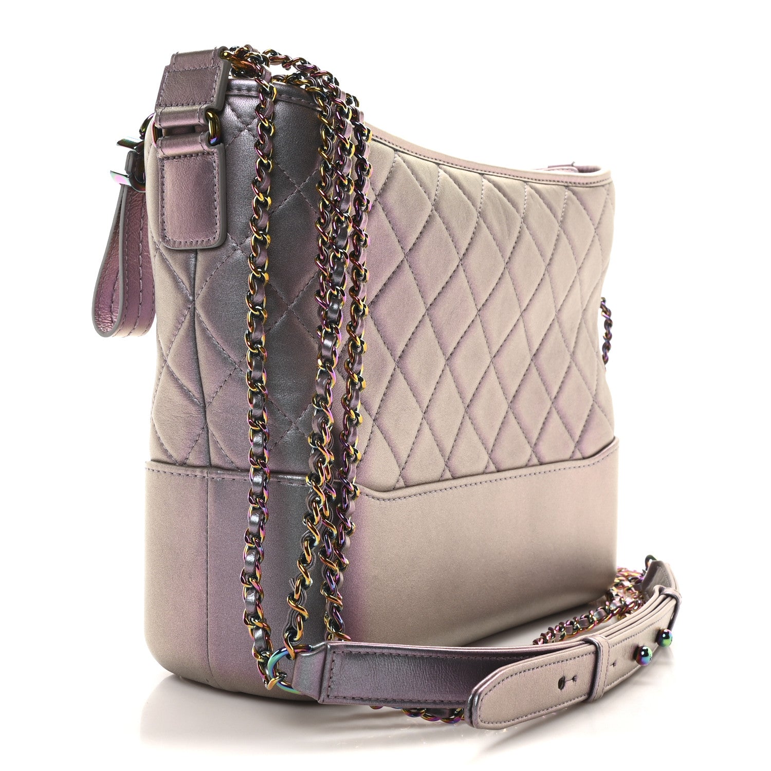 Chanel Iridescent Lambskin Calfskin Quilted Medium Gabrielle Hobo Light Purple 3 of 11