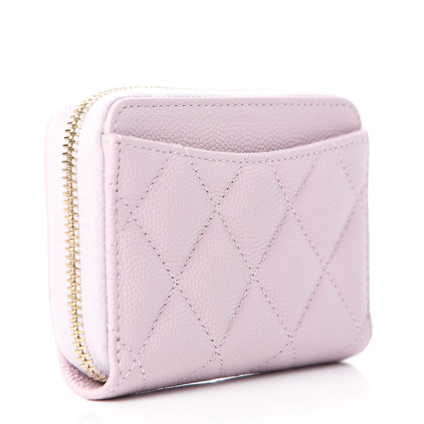 Caviar Quilted Zip Coin Purse Light Pink