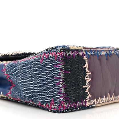 Chanel Denim Tweed Patchwork Jumbo Single Flap Multicolor 9 of 11
