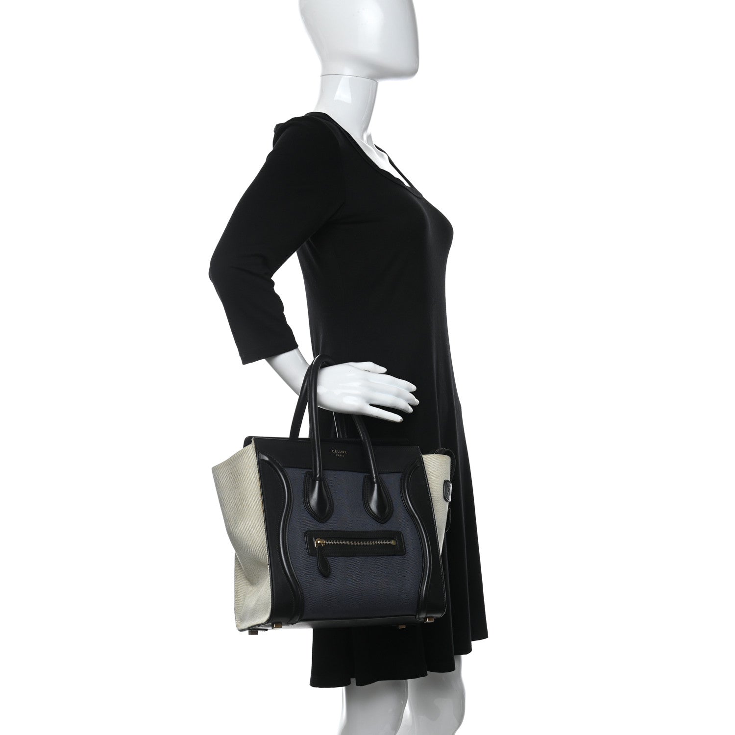 Celine Canvas Smooth Calfskin Micro Tri-Color Luggage Ink 3 of 13