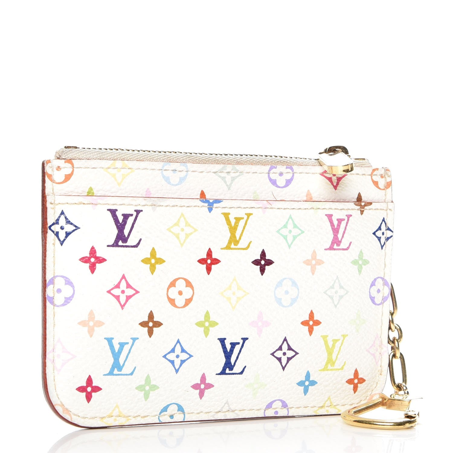 Louis Vuitton Monogram Multicolor Key Pouch White Litchi 3 of 7