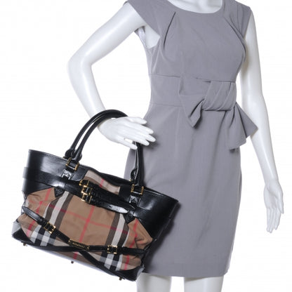 Burberry House Check Bridle Calfskin Medium Lynher Tote Black 2 of 8