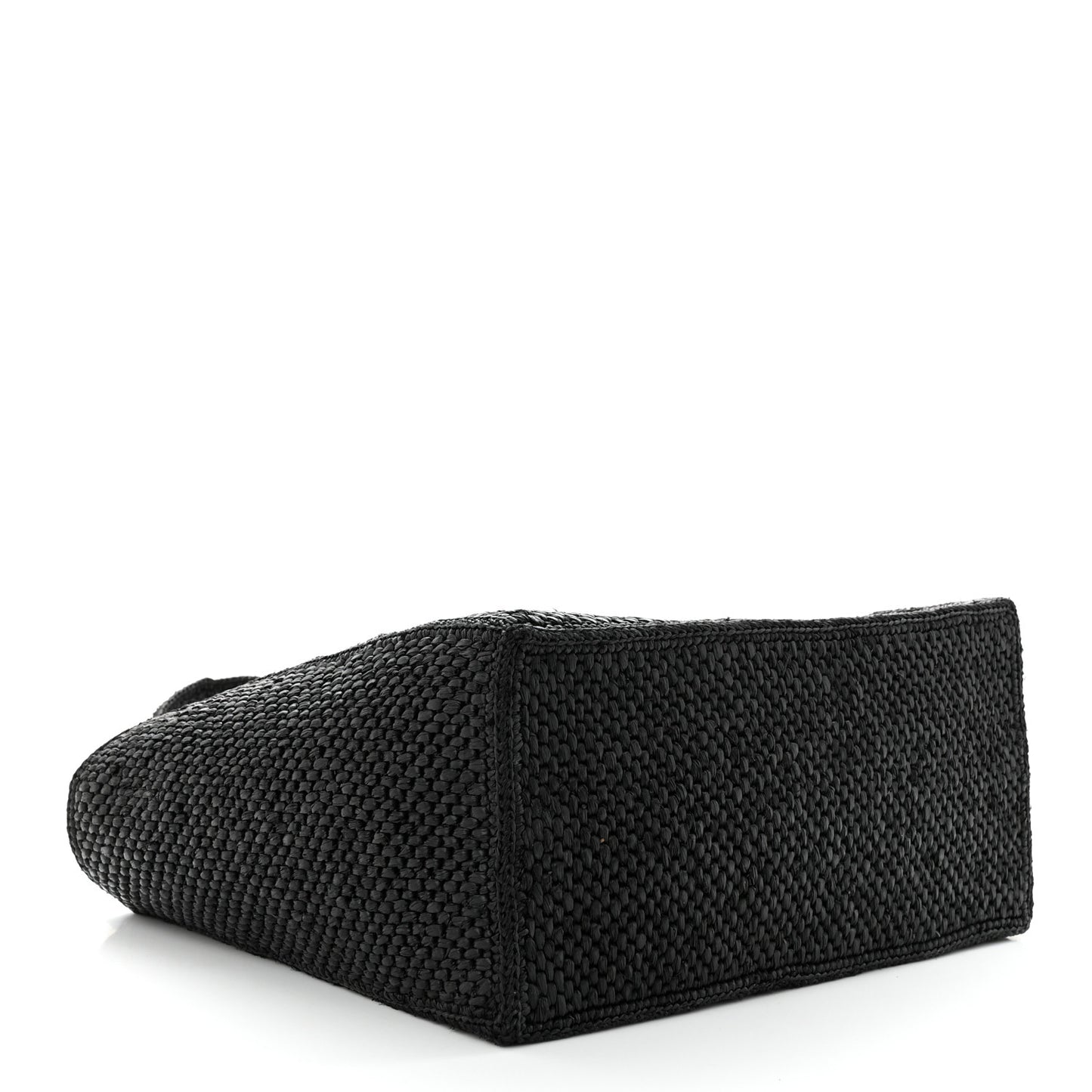 Raffia Medium Paula's Ibiza Logo Tote Black White