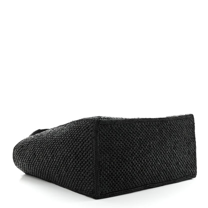 Loewe Raffia Medium Paula's Ibiza Logo Tote Black White 4 of 10