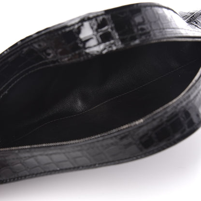 Balenciaga Calfskin Crocodile Embossed Clutch Black 5 of 7