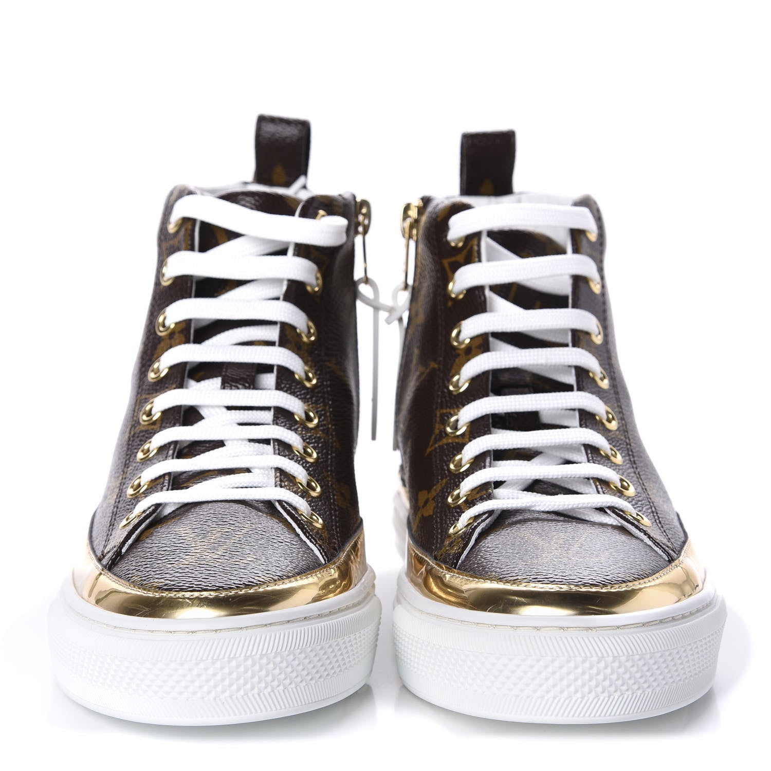 Louis Vuitton Patent Monogram Stellar Sneaker Boots 35 Gold 2 of 9