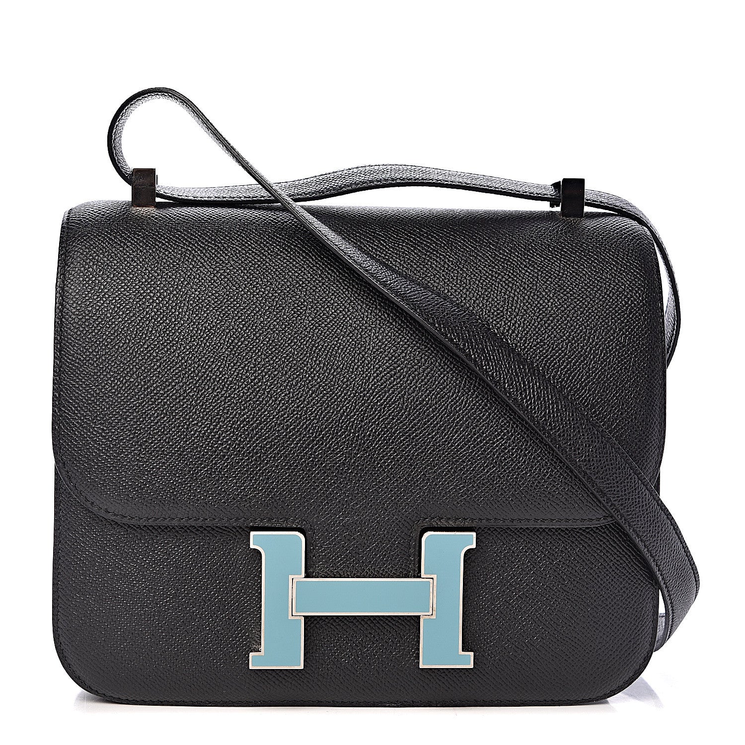 Hermes Epsom Enamel Constance 24 Black Bleu Saint Cyr 1 of 27