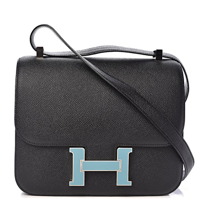 Hermes Epsom Enamel Constance 24 Black Bleu Saint Cyr 1 of 27