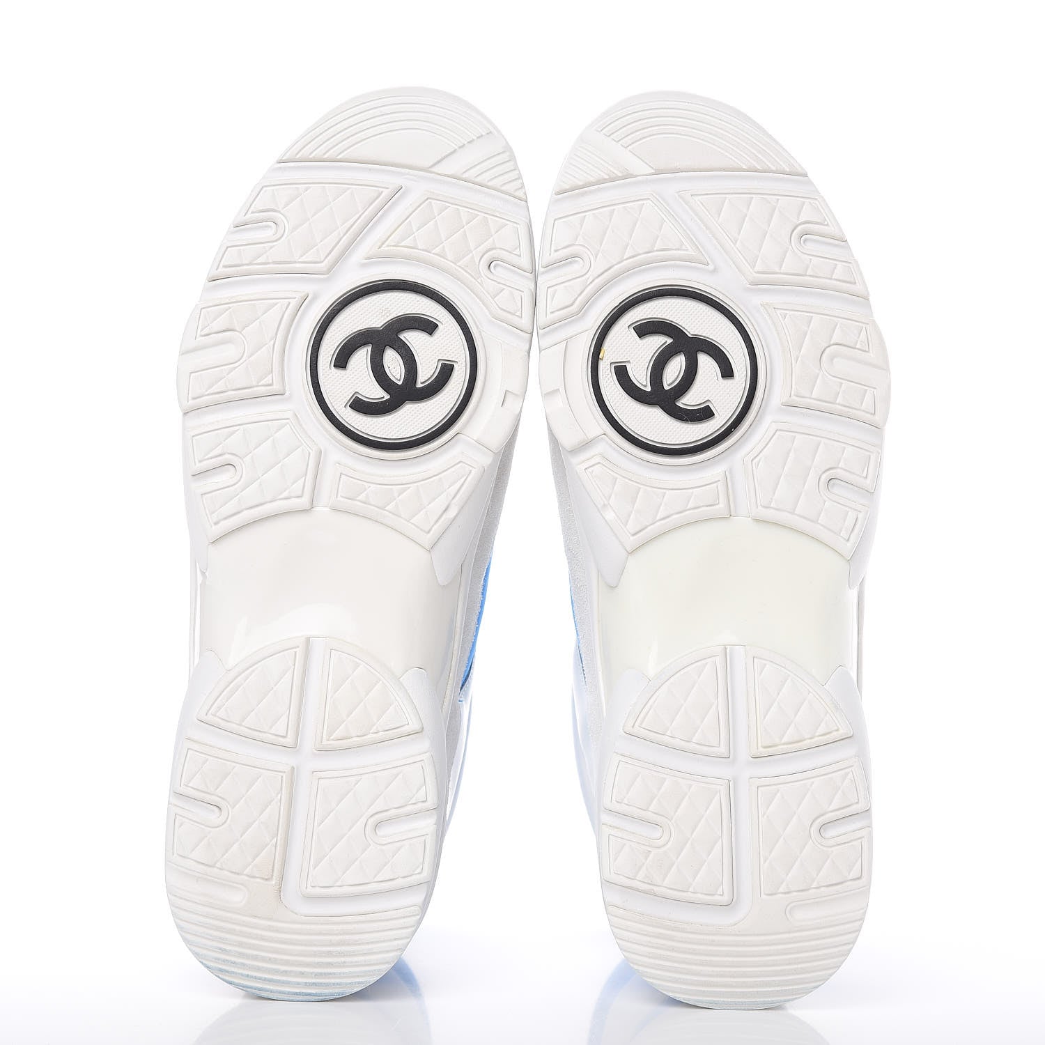 Chanel Suede Calfskin Lambskin High Top CC Sneakers 39 White Blue 5 of 10